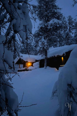 a house covered in snow