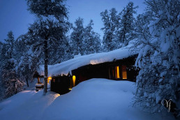 a house covered in snow